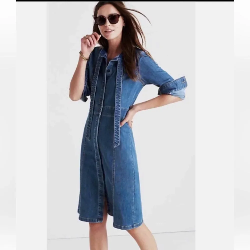 Madewell Blue Long Sleeve Denim Dress - Picture 8 of 11